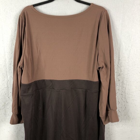 IGIGI Dress Womens 22 Plus Size Brown Office Career Stretch Knit Ruffle Feminine - Picture 14 of 15